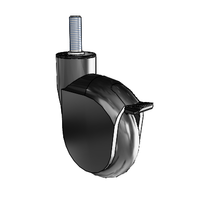 Genesis Threaded Stem Black Swivel Caster with 4 x 1.25 Monotech Wheel and Tread Lock Brake