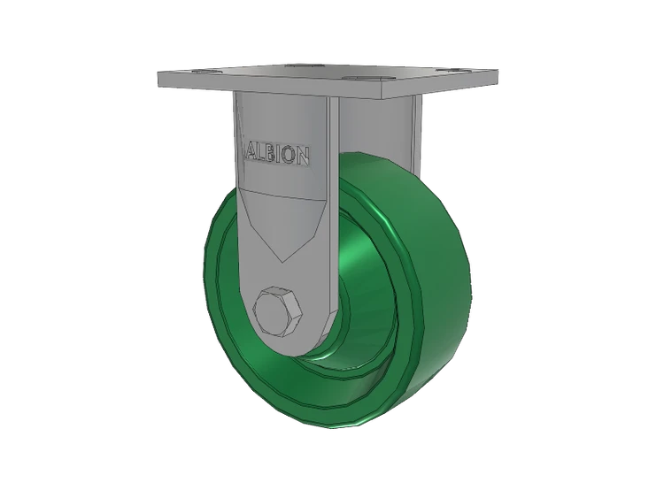 16 Series Top Plate Rigid Caster with 5 x 2 Green Polyurethane XI - X-treme Solid Polyurethane Wheel