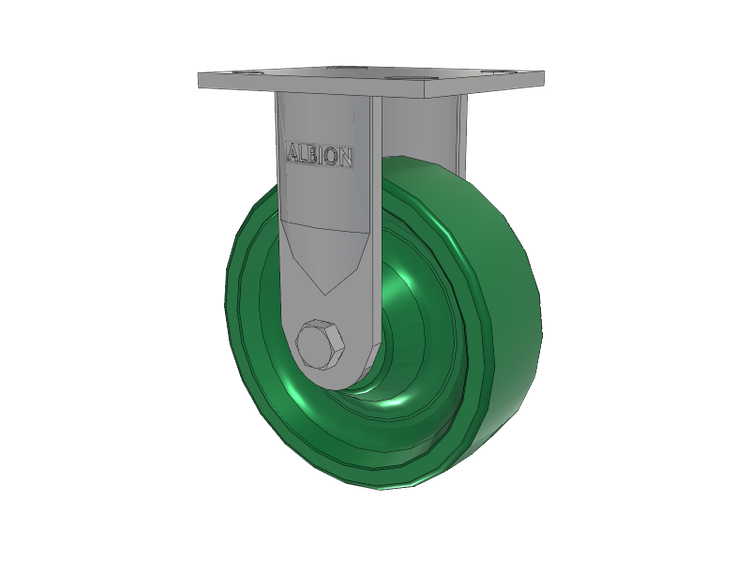 16 Series Top Plate Rigid Caster with 6 x 2 Green Polyurethane XI - X-treme Solid Polyurethane Wheel