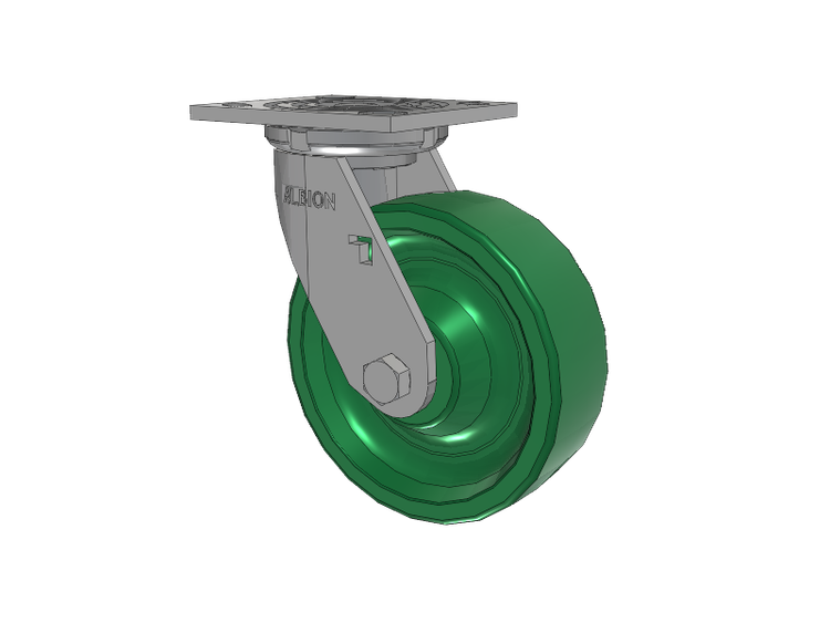 16 Series Top Plate Swivel Caster with 6 x 2 Green Polyurethane XI - X-treme Solid Polyurethane Wheel