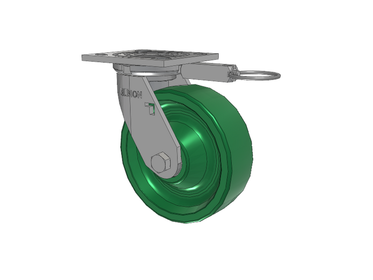 16 Series Top Plate Swivel Caster with 6 x 2 Green Polyurethane XI - X-treme Solid Polyurethane Wheel