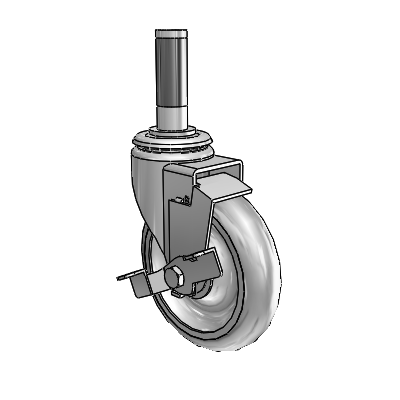 Institutional Expanding Adapter Zinc Swivel Caster with 5 x 1.25 Grey MonoTech Wheel and Tread Lock Brake