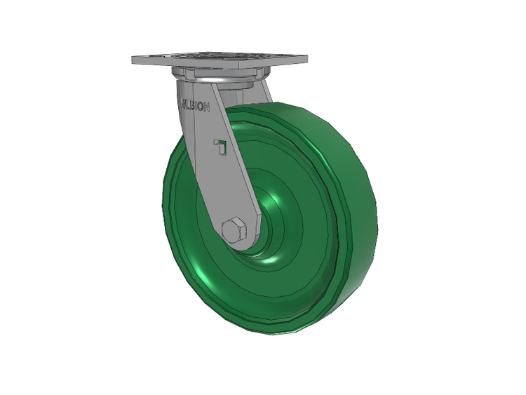 16 Series Top Plate Swivel Caster with 8 x 2 Green Polyurethane XI - X-treme Solid Polyurethane Wheel