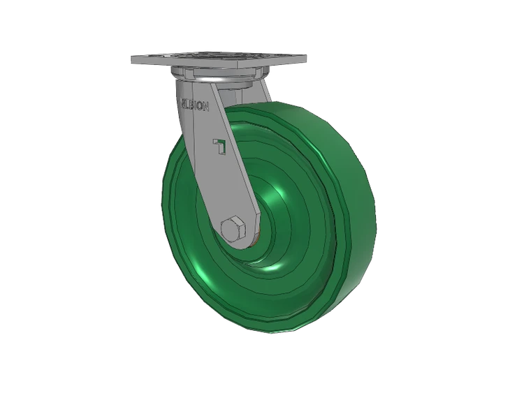 16 Series Top Plate Swivel Caster with 8 x 2 Green Polyurethane XI - X-treme Solid Polyurethane Wheel