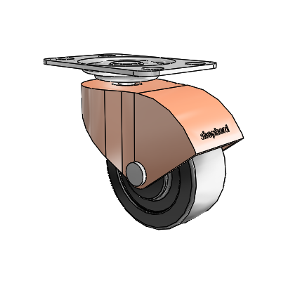 Monarch Top Plate Copper Oxide Swivel Caster with 2 x .8125 Black Polyolefin Wheel