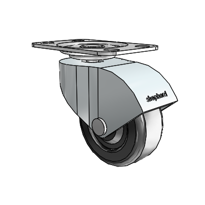 Monarch Top Plate Zinc Swivel Caster with 2 x .8125 Black Soft Rubber Wheel