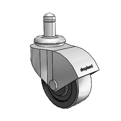 Monarch Grip Ring Polished Nickel Swivel Caster with 2 x .8125 Black Polyolefin Wheel