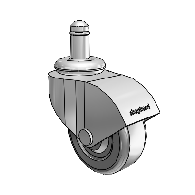 Monarch Grip Ring Polished Nickel Swivel Caster with 2 x .8125 Black Hard Rubber Wheel