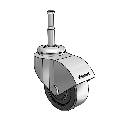 Monarch Grip Neck Polished Nickel Swivel Caster with 2 x .8125 Black Polyolefin Wheel