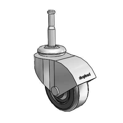 Monarch Grip Neck Polished Nickel Swivel Caster with 2 x .8125 Black Soft Rubber Wheel