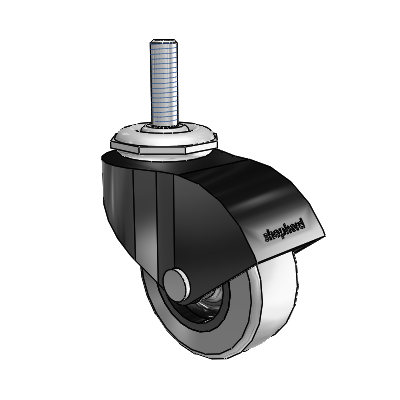 Monarch Threaded Stem Black Oxide Swivel Caster with 2 x .8125 Grey Thermoplastic Rubber Wheel