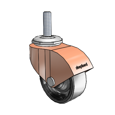 Monarch Threaded Stem Copper Oxide Swivel Caster with 2 x .8125 Black Polyolefin Wheel