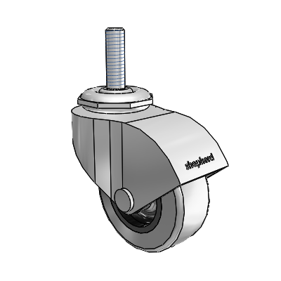 Monarch Threaded Stem Polished Nickel Swivel Caster with 2 x .8125 Grey Thermoplastic Rubber Wheel