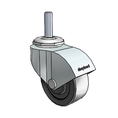 Monarch Threaded Stem Zinc Swivel Caster with 2 x .8125 Black Polyolefin Wheel