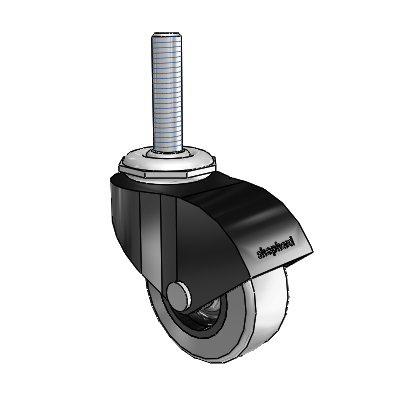 Monarch Threaded Stem Black Oxide Swivel Caster with 2 x .8125 Grey Thermoplastic Rubber Wheel