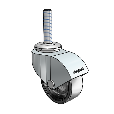 Monarch Threaded Stem Zinc Swivel Caster with 2 x .8125 Black Polyolefin Wheel