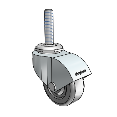 Monarch Threaded Stem Zinc Swivel Caster with 2 x .8125 Black Hard Rubber Wheel