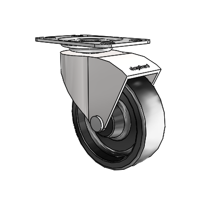 Monarch Top Plate Bright Chrome Swivel Caster with 2.5 x .8125 Black Polyolefin Wheel