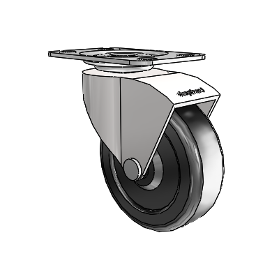 Monarch Top Plate Bright Chrome Swivel Caster with 2.5 x .8125 Black Soft Rubber Wheel