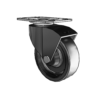 Monarch Top Plate Black Oxide Swivel Caster with 2.5 x .8125 Black Polyolefin Wheel