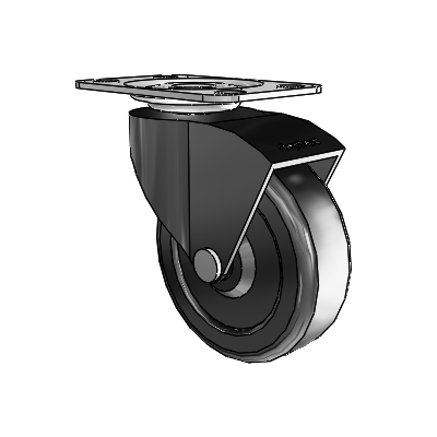 Monarch Top Plate Black Oxide Swivel Caster with 2.5 x .8125 Black Hard Rubber Wheel