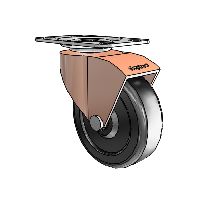 Monarch Top Plate Copper Oxide Swivel Caster with 2.5 x .8125 Black Soft Rubber Wheel