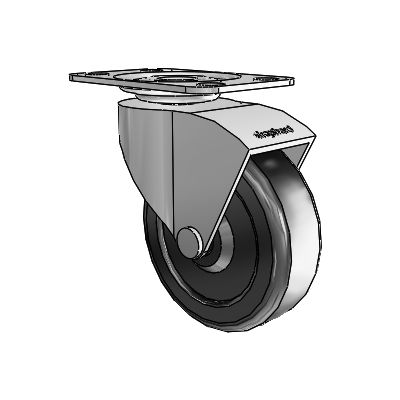 Monarch Top Plate Polished Nickel Swivel Caster with 2.5 x .8125 Black Soft Rubber Wheel