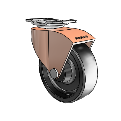 Monarch Top Plate Copper Oxide Swivel Caster with 2.5 x .8125 Black Polyolefin Wheel
