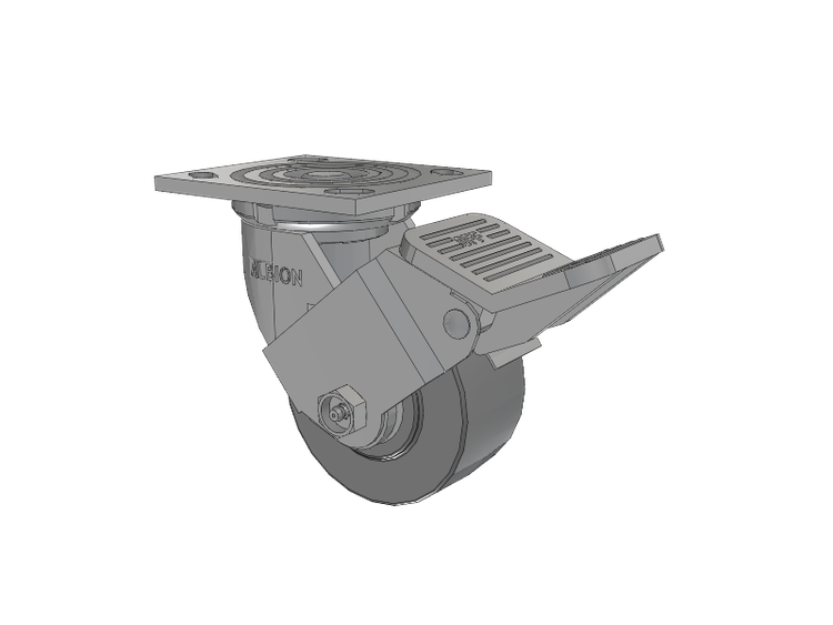 16 Series Top Plate Swivel Caster with 4 x 2 Grey Polyurethane XP - X-treme Plus Solid Polyurethane Wheel and Face Brake