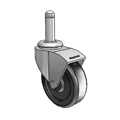 Monarch Grip Ring Polished Nickel Swivel Caster with 2.5 x .8125 Black Soft Rubber Wheel