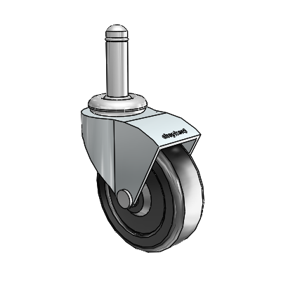 Monarch Grip Ring Zinc Swivel Caster with 2.5 x .8125 Black Hard Rubber Wheel