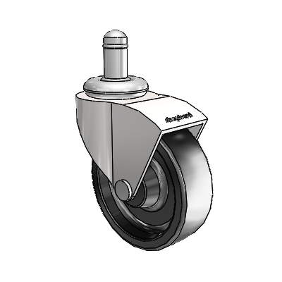 Monarch Grip Ring Bright Chrome Swivel Caster with 2.5 x .8125 Black Polyolefin Wheel