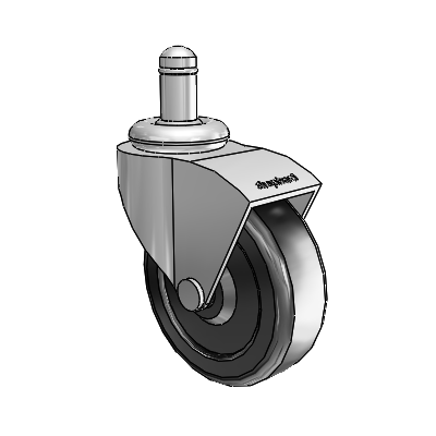 Monarch Grip Ring Polished Nickel Swivel Caster with 2.5 x .8125 Black Hard Rubber Wheel