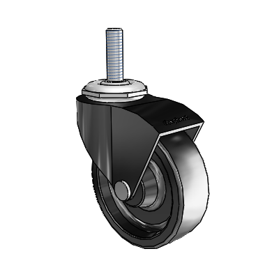 Monarch Threaded Stem Black Oxide Swivel Caster with 2.5 x .8125 Black Polyolefin Wheel