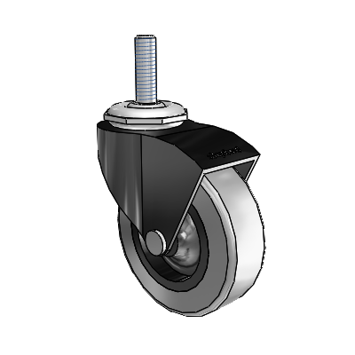 Monarch Threaded Stem Black Oxide Swivel Caster with 2.5 x .8125 Grey Thermoplastic Rubber Wheel