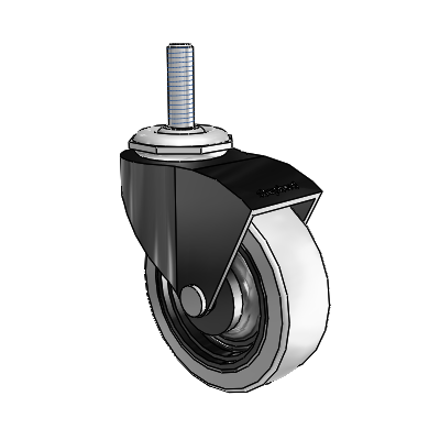 Monarch Threaded Stem Black Oxide Swivel Caster with 2.5 x .8125 Grey Thermoplastic Urethane Wheel