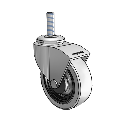 Monarch Threaded Stem Polished Nickel Swivel Caster with 2.5 x .8125 Grey Thermoplastic Urethane Wheel