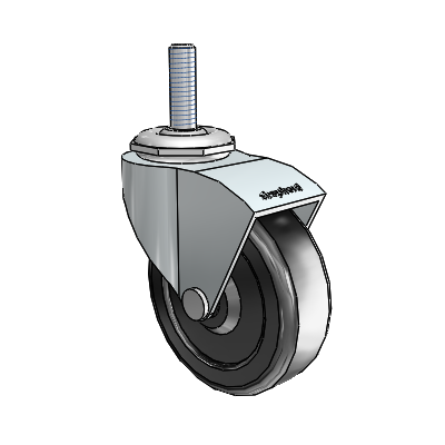 Monarch Threaded Stem Zinc Swivel Caster with 2.5 x .8125 Black Soft Rubber Wheel