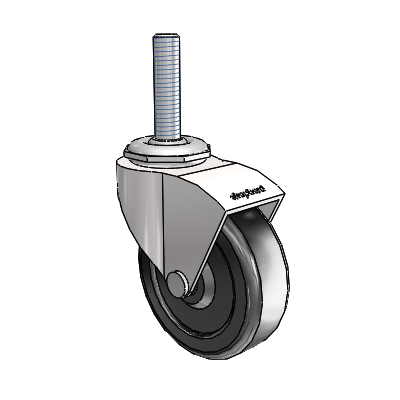Monarch Threaded Stem Bright Chrome Swivel Caster with 2.5 x .8125 Black Hard Rubber Wheel
