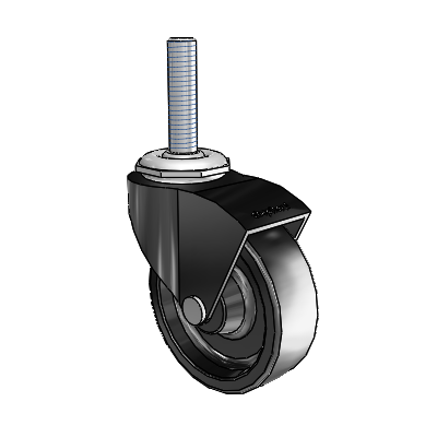 Monarch Threaded Stem Black Oxide Swivel Caster with 2.5 x .8125 Black Polyolefin Wheel