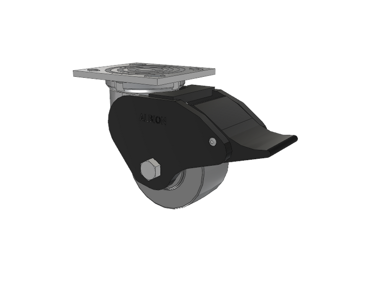 16 Series Top Plate Swivel Caster with 4 x 2 Grey Polyurethane XP - X-treme Plus Solid Polyurethane Wheel and Total Lock Brake