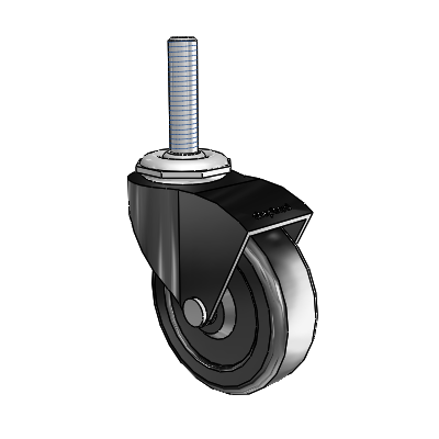 Monarch Threaded Stem Black Oxide Swivel Caster with 2.5 x .8125 Black Hard Rubber Wheel
