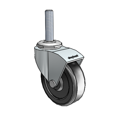 Monarch Threaded Stem Zinc Swivel Caster with 2.5 x .8125 Black Soft Rubber Wheel
