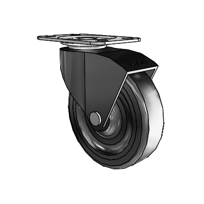 Monarch Top Plate Black Oxide Swivel Caster with 3 x .8125 Black Hard Rubber Wheel