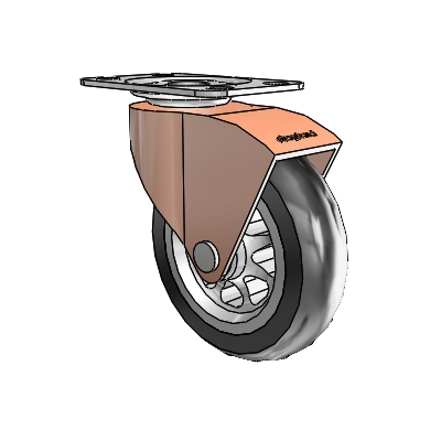 Monarch Top Plate Copper Oxide Swivel Caster with 3 x .8125 Black No-Matic Rubber Wheel