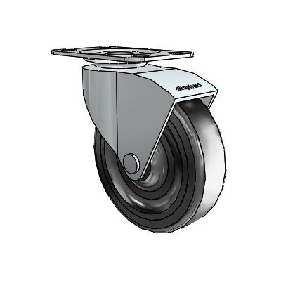 Monarch Top Plate Zinc Swivel Caster with 3 x .8125 Black Soft Rubber Wheel