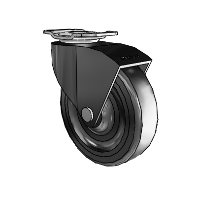 Monarch Top Plate Black Oxide Swivel Caster with 3 x .8125 Black Soft Rubber Wheel