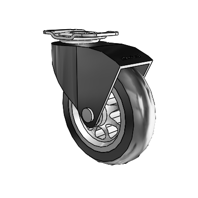Monarch Top Plate Black Oxide Swivel Caster with 3 x .8125 Black No-Matic Rubber Wheel