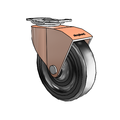 Monarch Top Plate Copper Oxide Swivel Caster with 3 x .8125 Black Hard Rubber Wheel