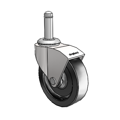 Monarch Grip Ring Bright Chrome Swivel Caster with 3 x .8125 Black Polyolefin Wheel